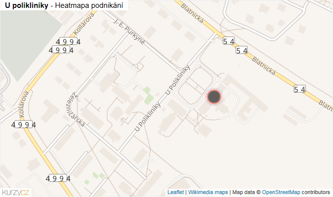 Mapa U polikliniky - Firmy v ulici.