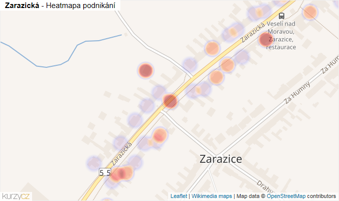 Mapa Zarazická - Firmy v ulici.