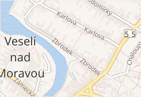 Zbrodek v obci Veselí nad Moravou - mapa ulice