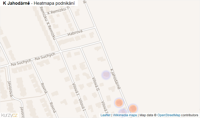 Mapa K Jahodárně - Firmy v ulici.