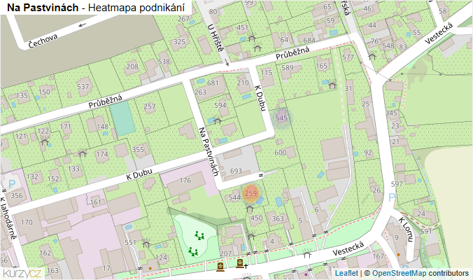 Mapa Na Pastvinách - Firmy v ulici.