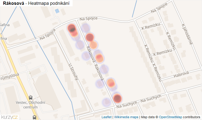 Mapa Rákosová - Firmy v ulici.