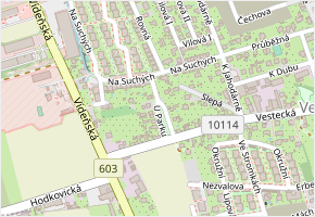 U Parku v obci Vestec - mapa ulice