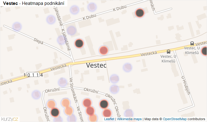 Mapa Vestec - Firmy v části obce.