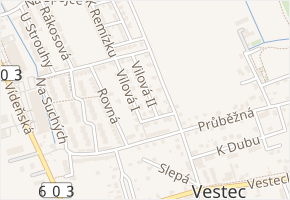 Vilová II v obci Vestec - mapa ulice
