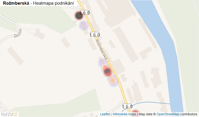 Mapa Rožmberská - Firmy v ulici.