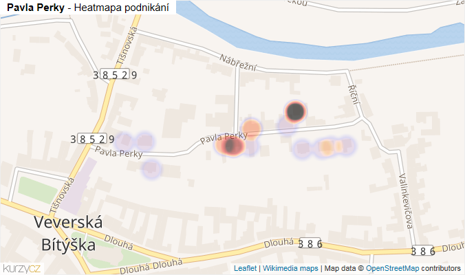 Mapa Pavla Perky - Firmy v ulici.