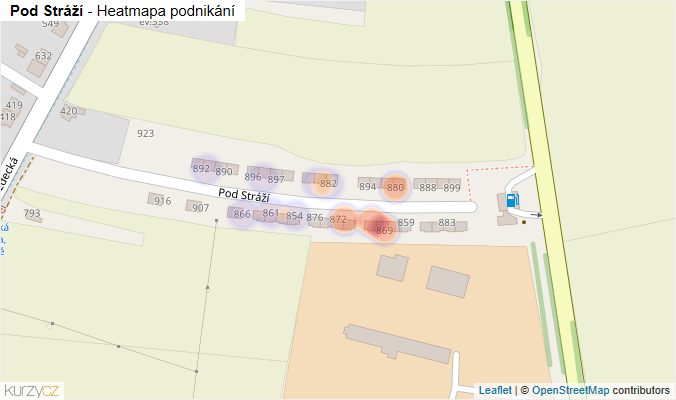 Mapa Pod Stráží - Firmy v ulici.