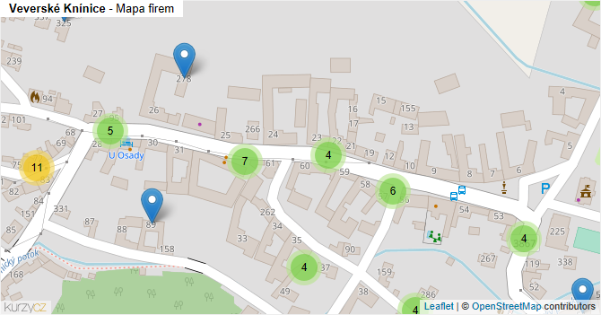 Veverské Knínice - mapa firem