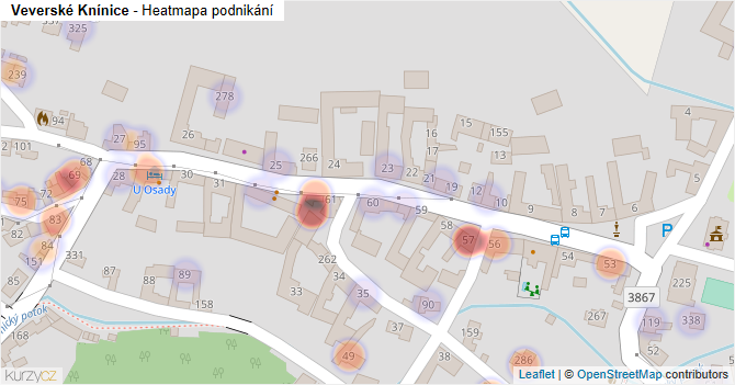 Veverské Knínice - mapa podnikání