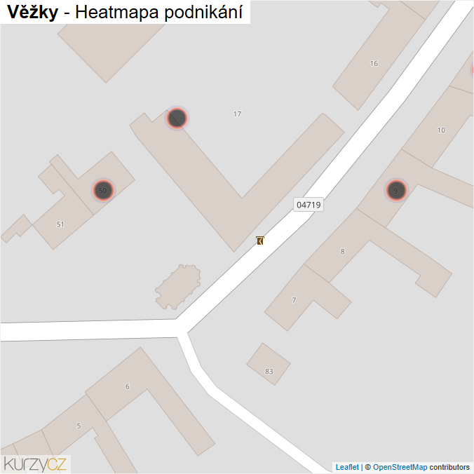 Mapa Věžky - Firmy v obci.