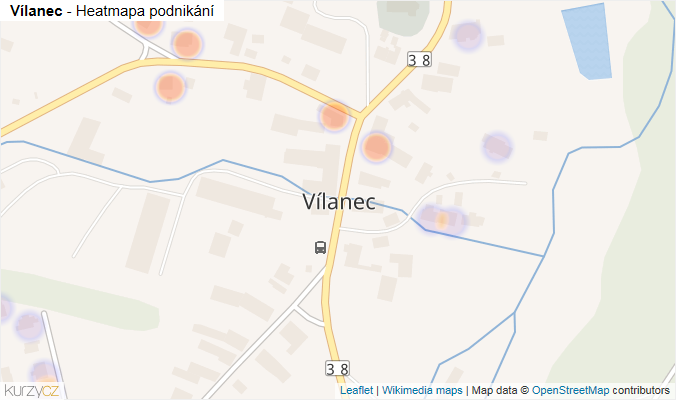 Mapa Vílanec - Firmy v části obce.