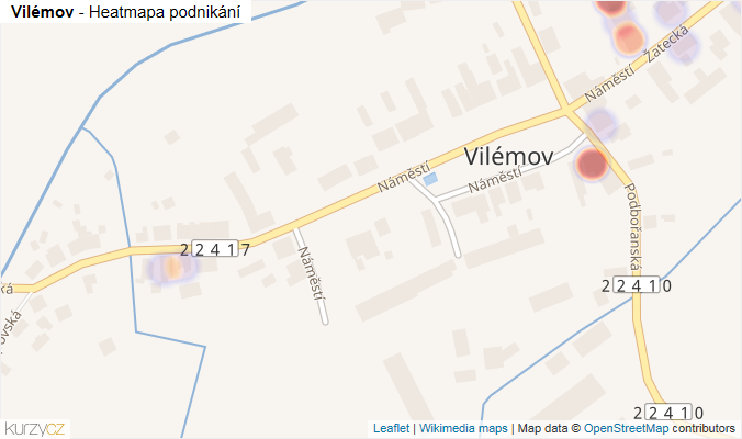 Mapa Vilémov - Firmy v části obce.