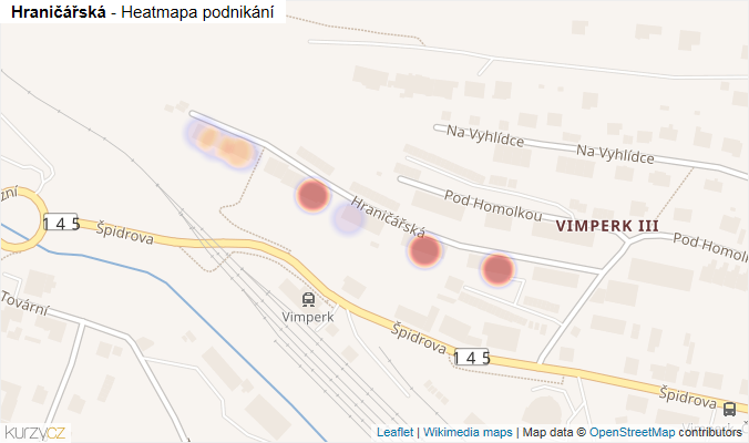 Mapa Hraničářská - Firmy v ulici.