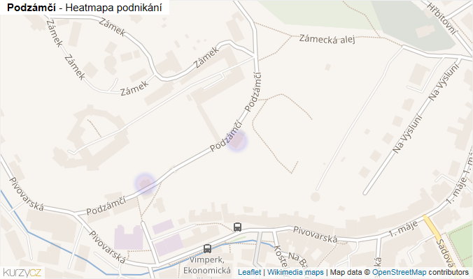 Mapa Podzámčí - Firmy v ulici.