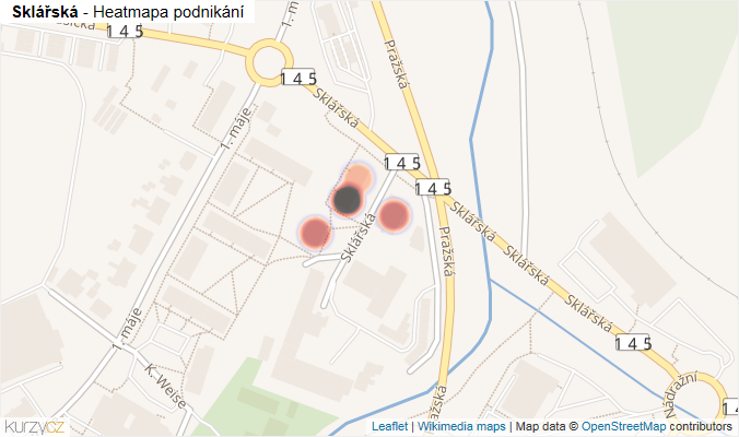Mapa Sklářská - Firmy v ulici.