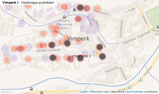 Mapa Vimperk I - Firmy v části obce.