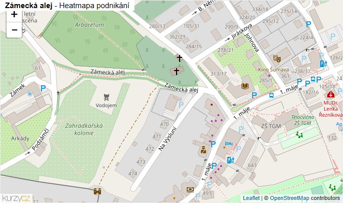 Mapa Zámecká alej - Firmy v ulici.