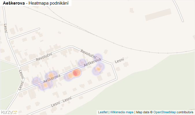 Mapa Aeškerova - Firmy v ulici.