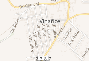 V. ulice v obci Vinařice - mapa ulice