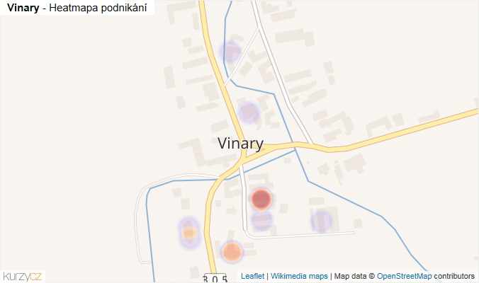 Mapa Vinary - Firmy v části obce.