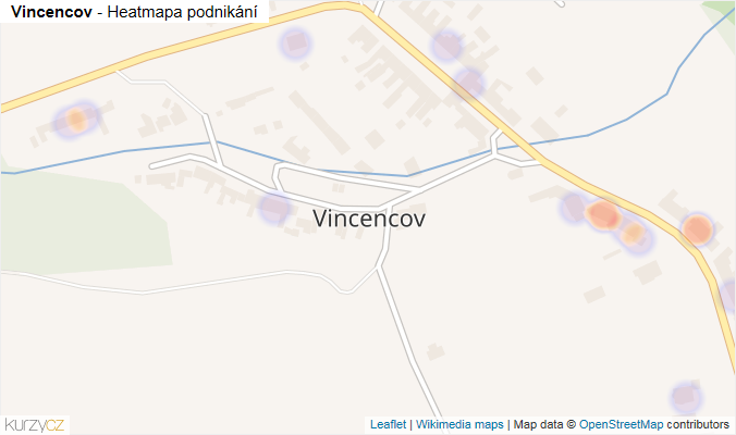 Mapa Vincencov - Firmy v části obce.