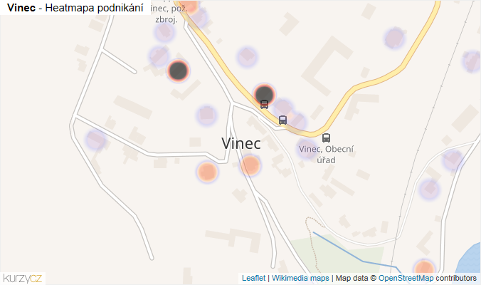 Mapa Vinec - Firmy v části obce.