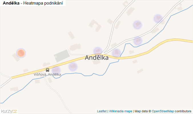 Mapa Andělka - Firmy v části obce.