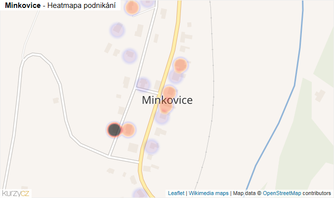 Mapa Minkovice - Firmy v části obce.