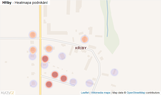 Mapa Hřiby - Firmy v části obce.