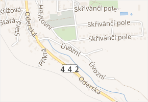 Úvozní v obci Vítkov - mapa ulice