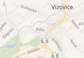 Říční v obci Vizovice - mapa ulice