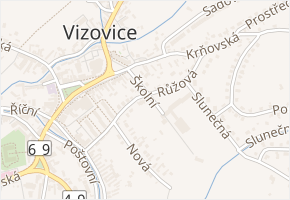 Růžová v obci Vizovice - mapa ulice