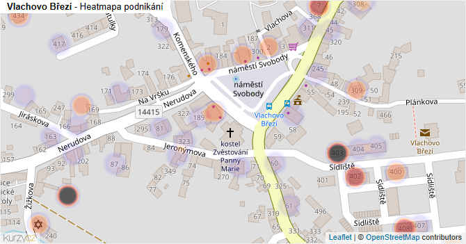 Vlachovo Březí - mapa podnikání