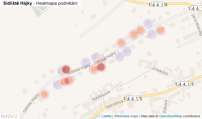 Mapa Sídliště Hájky - Firmy v ulici.
