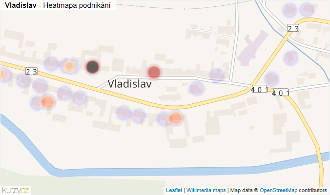 Mapa Vladislav - Firmy v části obce.