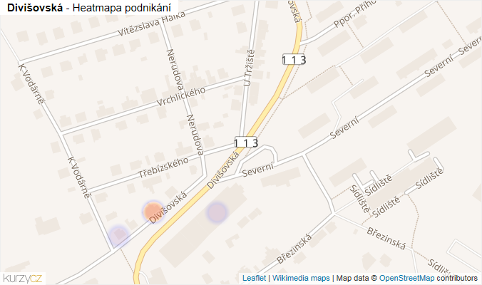 Mapa Divišovská - Firmy v ulici.