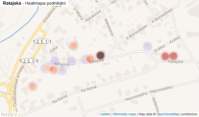Mapa Ratajská - Firmy v ulici.