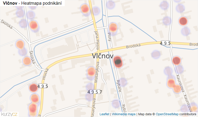 Mapa Vlčnov - Firmy v části obce.