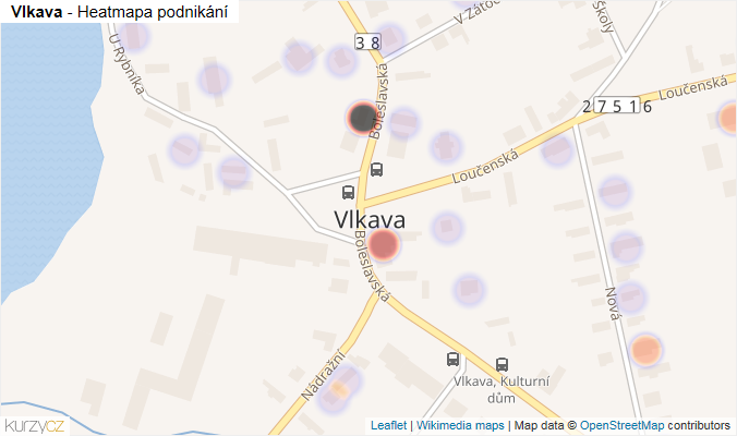 Mapa Vlkava - Firmy v části obce.