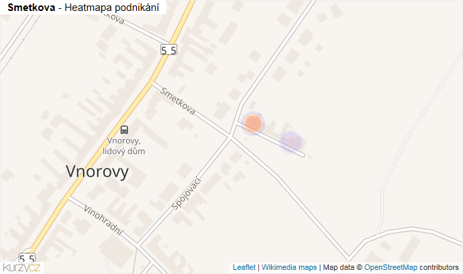 Mapa Smetkova - Firmy v ulici.