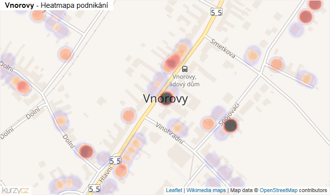 Mapa Vnorovy - Firmy v části obce.