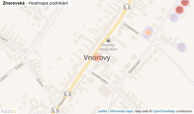 Mapa Znorovská - Firmy v ulici.