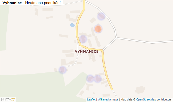 Mapa Vyhnanice - Firmy v části obce.