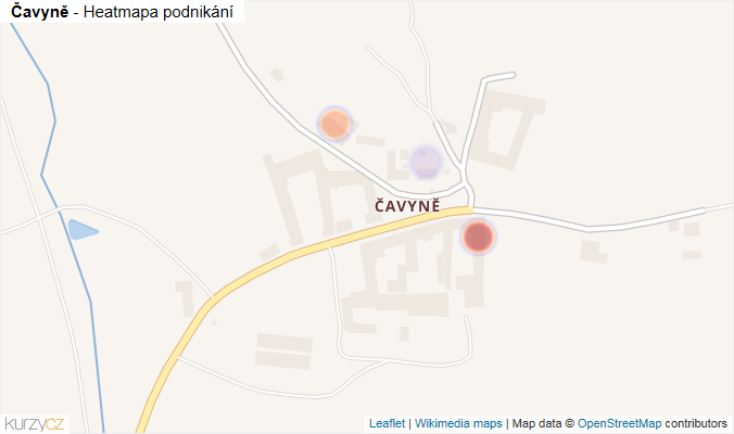 Mapa Čavyně - Firmy v části obce.