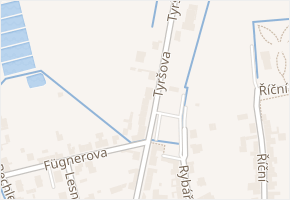 Tyršova v obci Vodňany - mapa ulice