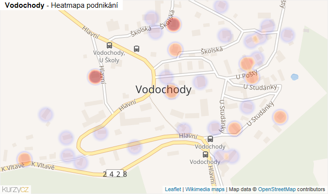 Mapa Vodochody - Firmy v části obce.