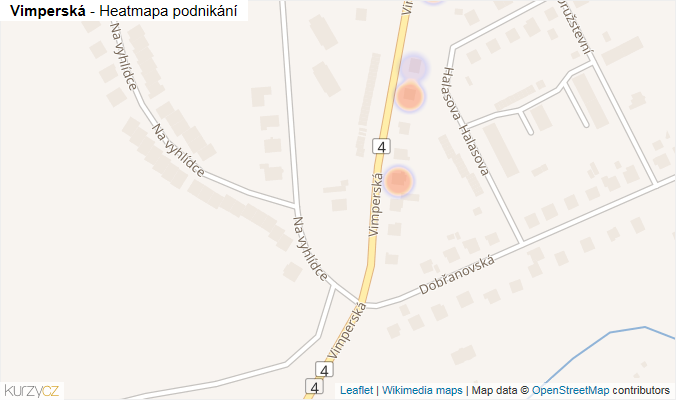 Mapa Vimperská - Firmy v ulici.