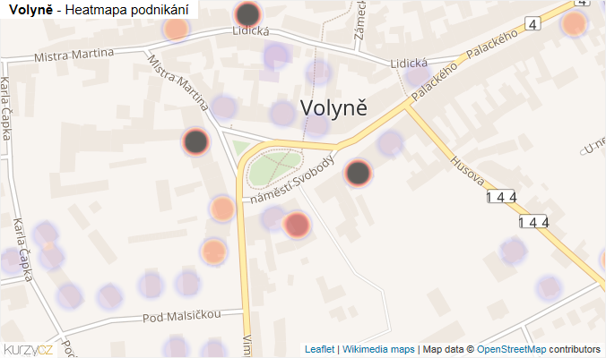 Mapa Volyně - Firmy v části obce.