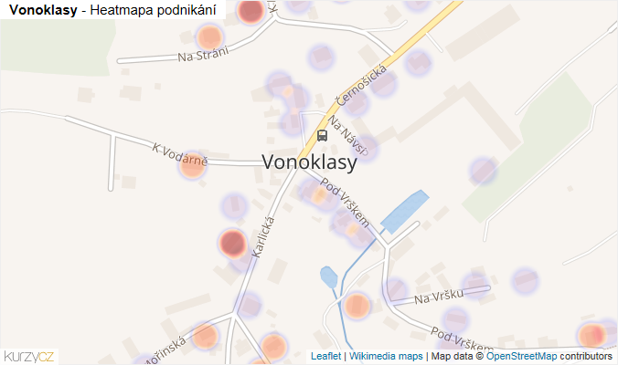 Mapa Vonoklasy - Firmy v části obce.